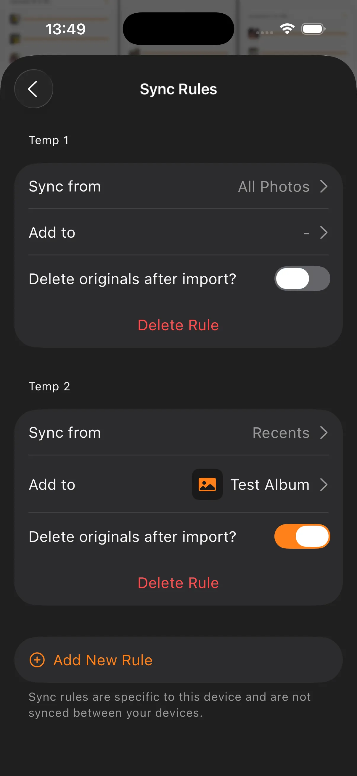 Photoflare – sync rules targeting different servers and albums
