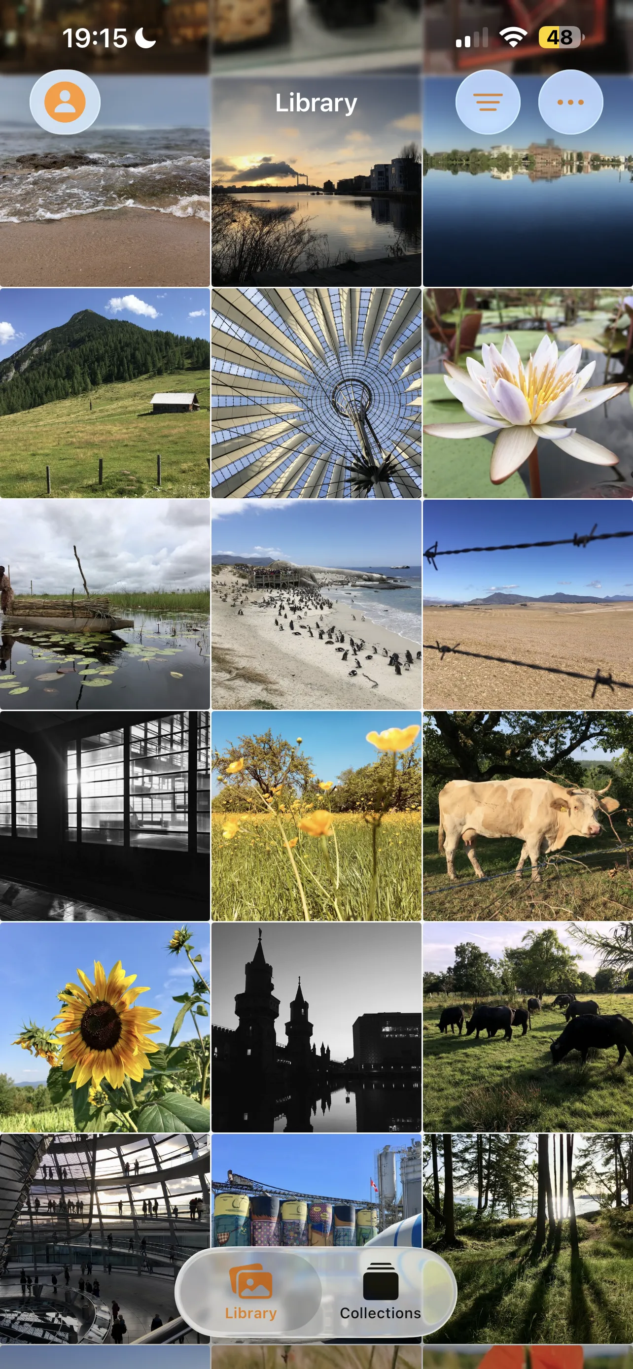 Photoflare PhotoPrism iOS app – photo library grid view